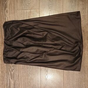 Trina Turk Strapless Satin Dress in Chocolate Brown